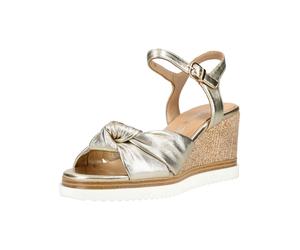 Keilsandalette REGARDE LE CIEL "Regarde Le Ciel Sandalen Leder", Damen, Gr. 40, gold (platin metallic), Leder, Schuhe (24559800-40) platin metallic