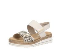 Keilsandalette REMONTE, Damen, Gr. 36, hellbeige kombiniert, Leder, Lederimitat, Schuhe, Schlupfschuh, Sommerschuh, Klett-Sandale mit weichem Fußbett (57002316-36) hellbeige kombiniert