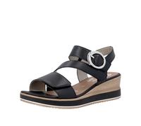 Keilsandalette REMONTE, Damen, Gr. 37, schwarz, Leder, unifarben, Schuhe, Sommerschuh, Riemchensandale mit praktischen Klettverschlüssen (68903200-37) schwarz
