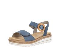 Keilsandalette REMONTE, Damen, Gr. 38, blau (jeansblau), Leder, unifarben, Schuhe, Sommerschuh, Riemchensandale mit praktischen Klettverschlüssen (31236301-38) jeansblau