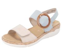 Keilsandalette REMONTE, Damen, Gr. 39, blau (hellbeige, hellblau), Leder, Lederimitat, Schuhe, Sommerschuh, Riemchensandale, praktische Klettverschlüsse (54949605-39) hellbeige, hellblau