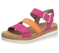 Keilsandalette REMONTE, Damen, Gr. 39, bunt (fuchsia, orange), Lederimitat, Schuhe, Keilabsatz, Sommerschuh, Sandale in veganer Verarbeitung (45785267-39) fuchsia, orange