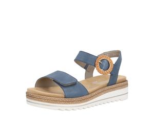 Keilsandalette REMONTE, Damen, Gr. 40, blau (jeansblau), Leder, unifarben, Schuhe, Sommerschuh, Riemchensandale mit praktischen Klettverschlüssen (31236301-40) jeansblau