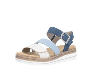 Keilsandalette REMONTE, Damen, Gr. 40, blau, sanftes weiß, Lederimitat, Schuhe, Keilabsatz, Sommerschuh, Sandale in veganer Verarbeitung (32819303-40) blau, sanftes weiß