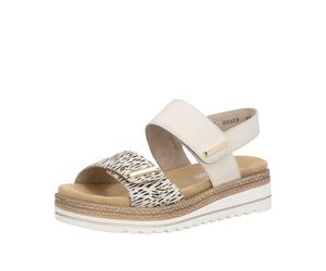 Keilsandalette REMONTE, Damen, Gr. 40, hellbeige kombiniert, Leder, Lederimitat, Schuhe, Schlupfschuh, Sommerschuh, Klett-Sandale mit weichem Fußbett (57002316-40) hellbeige kombiniert