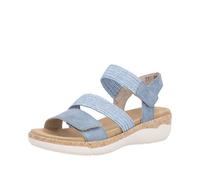 Keilsandalette REMONTE, Damen, Gr. 42, blau (hellblau), Bast, Lederimitat, unifarben, Schuhe, Riemchensandale, Bequemschuh, Sommerschuh mit Soft-Fußbett (46676748-42) hellblau
