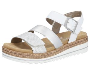 Keilsandalette REMONTE, Damen, Gr. 42, bunt (silberfarben, weiß), Lederimitat, Schuhe, Keilabsatz, Sommerschuh, Sandale in veganer Verarbeitung (89250227-42) silberfarben, weiß