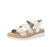 Keilsandalette REMONTE, Damen, Gr. 42, weiß, goldfarben, Lederimitat, Schuhe, Keilabsatz, Sommerschuh, Sandale in veganer Verarbeitung (60948930-42) weiß, goldfarben