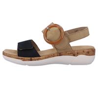 Keilsandalette REMONTE, Damen, Gr. 44, blau (sand, dunkelblau), Leder, Lederimitat, Schuhe, Sommerschuh, Riemchensandale, praktische Klettverschlüsse (33778661-44) sand, dunkelblau