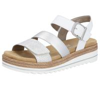 Keilsandalette REMONTE, Damen, Gr. 44, bunt (silberfarben, weiß), Lederimitat, Schuhe, Keilabsatz, Sommerschuh, Sandale in veganer Verarbeitung (89250227-44) silberfarben, weiß