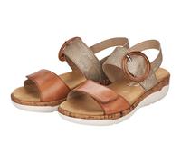 Keilsandalette REMONTE, Damen, Gr. 44, Textil, grau (taupe, braun), Leder, Lederimitat, Schuhe, Sommerschuh, Riemchensandale, praktische Klettverschlüsse (42474241-44) taupe, braun