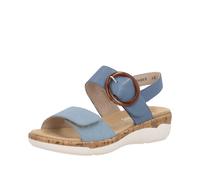 Keilsandalette REMONTE, Damen, Gr. 45, jeansblau, Leder, Lederimitat, Schuhe, Sommerschuh, Riemchensandale, praktische Klettverschlüsse (92739035-45) jeansblau