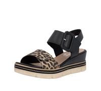 Keilsandalette REMONTE, Damen, Gr. 45, schwarz, leo, Leder, Lederimitat, Schuhe, Sommerschuh, Sandale mit praktischen Klettverschlüssen (81544336-45) schwarz, leo