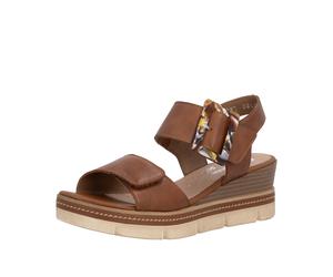 Keilsandalette REMONTE "Elisabeth Hurley-Collection", Damen, Gr. 39, braun, Leder, unifarben, Schuhe, Keilabsatz, Riemensandale, Sommerschuh, auffällige Zierschnalle (42524817-39) braun