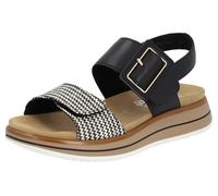 Keilsandalette REMONTE "ELLE-Collection", Damen, Gr. 38, beige (schwarz, creme), Leder, Textil, Schuhe, Sommerschuh, Sandale, Komfortschuh mit praktischen Klettverschlüssen (40780926-38) schwarz, crem