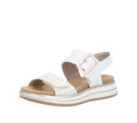Keilsandalette REMONTE "ELLE-Collection", Damen, Gr. 39, weiß (weiß, goldfarben), Leder, Textil, Schuhe, Sommerschuh, Sandale, Komfortschuh mit praktischen Klettverschlüssen (72080305-39) weiß, goldfa