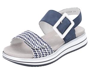 Keilsandalette REMONTE "ELLE-Collection", Damen, Gr. 42, blau (dunkelblau, weiß), Lederimitat, Textil, Schuhe, Sommerschuh, Sandale, Komfortschuh mit praktischen Klettverschlüssen (96052210-42) dunkel