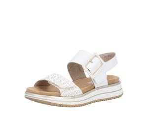 Keilsandalette REMONTE "ELLE-Collection", Damen, Gr. 42, weiß, goldfarben, Leder, Textil, Schuhe, Sommerschuh, Sandale, Komfortschuh mit praktischen Klettverschlüssen (72080305-42) weiß, goldfarben
