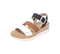 Keilsandalette REMONTE "Remonte Sandalen Leder", Damen, Gr. 40, schwarz (schwarz, weiß), Leder, Schuhe (19668555-40) schwarz, weiß