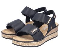 Keilsandalette RIEKER, Damen, Gr. 36, schwarz, Lederimitat, unifarben, Schuhe, Klettschuh, Sommerschuh, Plateausandale mit Schmuckelemente (48448213-36) schwarz