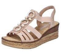 Keilsandalette RIEKER, Damen, Gr. 37, beige (hellbeige), Lederimitat, Schuhe Keilsandalette, Sommerschuh, Plateausandale, Schlupfschuh mit seitlichen Gummizügen, Topseller (98477152-37)