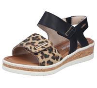 Keilsandalette RIEKER, Damen, Gr. 38, schwarz, leo, Lederimitat, Schuhe, Sommerschuh, Keilsandalette, Plateausandale mit Klett (14508045-38) schwarz, leo