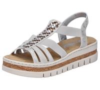 Keilsandalette RIEKER, Damen, Gr. 38, silberfarben, Lederimitat, metallic, Schuhe, Keilsandalette, Plateausandale, Sommerschuh in Metallic-Optik (98343660-38) silberfarben