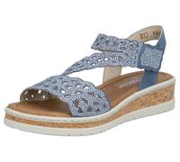 Keilsandalette RIEKER, Damen, Gr. 39, blau, Lederimitat, Schuhe, Keilsandalette, Sommerschuh, Urlaubsschuh mit Glitzersteine (61052553-39) blau