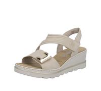 Keilsandalette RIEKER, Damen, Gr. 39, creme, Lederimitat, unifarben, Schuhe, Klettschuh, Sommerschuh, Urlaubsschuh mit asymmetrischen Riemchen (60774031-39) creme