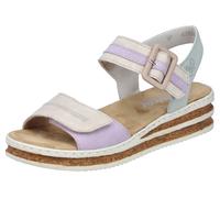 Keilsandalette RIEKER, Damen, Gr. 39, lila (creme, flieder, mint), Nubuklederimitat, Schuhe Keilsandalette, Sommerschuh, Urlaubschuh, Sandale mit regulierbaren Klettverschlüssen (30017305-39)