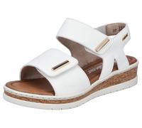 Keilsandalette RIEKER, Damen, Gr. 39, weiß, Lederimitat, unifarben, Schuhe, Sommerschuh, Keilsandalette, Plateausandale mit Klett (75471404-39) weiß