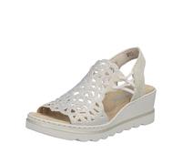 Keilsandalette RIEKER, Gr. 40, creme, Nubuklederimitat, unifarben, Schuhe Keilsandalette, Sommerschuh, Plateausandale, Schlupfschuh mit Schmucksteinchen (39985055-40)