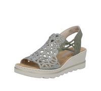 Keilsandalette RIEKER, Damen, Gr. 40, schilf, Nubuklederimitat, unifarben, Schuhe, Sommerschuh, Plateausandale, Schlupfschuh mit Schmucksteinchen, Topseller (61925961-40) schilf