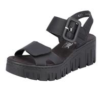 Keilsandalette RIEKER, Damen, Gr. 41, schwarz, Lederimitat, Schuhe Keilsandalette, Sommerschuh, Sandale, Keilabsatz, mit Plateau (25292206-41)