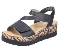 Keilsandalette RIEKER, Damen, Gr. 41, schwarz, sohle schwarz, Lederimitat, Schuhe, Sommerschuh, Sandale, Keilabsatz, mit gemusterter Plateausohle (36711032-41) schwarz, sohle schwarz