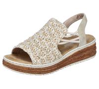 Keilsandalette RIEKER, Damen, Gr. 42, beige (hellbeige), Textil, Lederimitat, casual, Schuhe, mit seitlichen Gummizügen für guten Sitz, Topseller (30924755-42) hellbeige