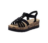 Plateausandaletten RIEKER, Damen, Gr. 38, schwarz, Velourslederimitat, Lacklederimitat, unifarben, klassisch, Schuhe, Sommerschuh, Urlaubschuh, Sandalette mit dekorativem Schmuckelement (63759860-38)