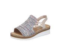 Keilsandalette RIEKER "Rieker Sandalen Textil", Damen, Gr. 39, blau, beige, Textil, Schuhe (37738645-39) blau, beige