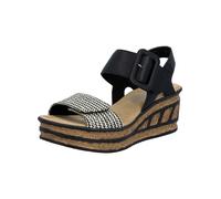 Keilsandalette RIEKER "Rieker Sandalen Textil", Damen, Gr. 42, schwarz, beige, Textil, Schuhe (37626361-42) schwarz, beige