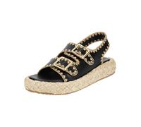 Keilsandalette STEVE MADDEN "STEVE MADDEN Sandalen Leder", Damen, Gr. 39, schwarz, Leder, Schuhe (91944012-39) schwarz