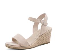 Keilsandalette TAMARIS, Damen, Gr. 35, beige, Textil, Veloursleder, unifarben, Schuhe, Sommerschuh, Riemchensandale, mit verstellbarem Riemchen (66864665-35) beige