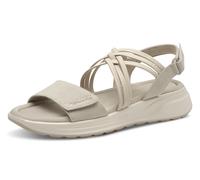 Keilsandalette TAMARIS, Damen, Gr. 36, grau, Lederimitat, Textil, Schuhe Keilsandalette, Plateau, Bequemschuh, Sandale mit elastischen, überkreuzten Riemchen (72755416-36)