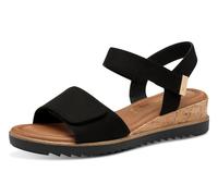 Keilsandalette TAMARIS, Damen, Gr. 36, schwarz, Textil, Veloursleder, unifarben, Schuhe Keilsandalette, Riemchensandale, Sommerschuh in veganer Verarbeitung, Topseller (40768941-36)