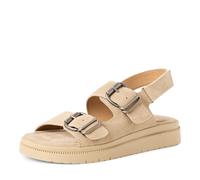 Keilsandalette TAMARIS, Damen, Gr. 37, beige, Leder, Schuhe, Riemchensandale, Sommerschuh im modischen Look (66268755-37) beige