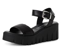 Keilsandalette TAMARIS, Damen, Gr. 37, schwarz, Glattleder, Schuhe, Sommerschuh, Riemchensandale mit modischer Plateausohle (19384816-37) schwarz