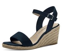 Keilsandalette TAMARIS, Damen, Gr. 38, blau (dunkelblau), Textil, Veloursleder, unifarben, Schuhe Keilsandalette, Sommerschuh, Riemchensandale, mit verstellbarem Riemchen, Topseller (68701023-38)