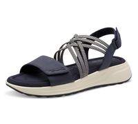 Keilsandalette TAMARIS, Damen, Gr. 38, blau (navy), Lederimitat, Textil, Schuhe Keilsandalette, Plateau, Bequemschuh, Sandale mit elastischen, überkreuzten Riemchen (27949667-38)