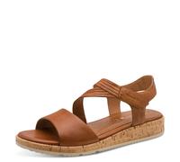 Keilsandalette TAMARIS, Damen, Gr. 38, braun (cognac), Glattleder, unifarben, Basic, Schuhe, Riemchensandale, Sommerschuh mit Touch it-Ausstattung (82524126-38) cognac