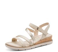 Keilsandalette TAMARIS, Damen, Gr. 38, creme, Lederimitat, Glitzerstreifen, Schuhe, Sommerschuh, Riemchensandale in veganer Verarbeitung (92712542-38) creme