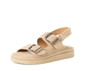 Keilsandalette TAMARIS, Damen, Gr. 39, beige, Leder, Schuhe, Riemchensandale, Sommerschuh im modischen Look (66268755-39) beige